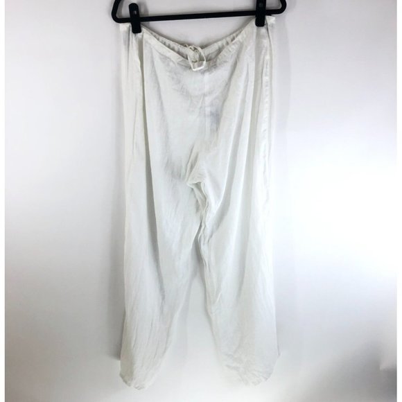 French Connection Womens Pants Linen Button Fly Tie Waist White 12 - Picture 2 of 2